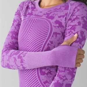 Lululemon Swiftly Tech Long Sleeve Crew Heathered Tender Violet Camo Women's 6
